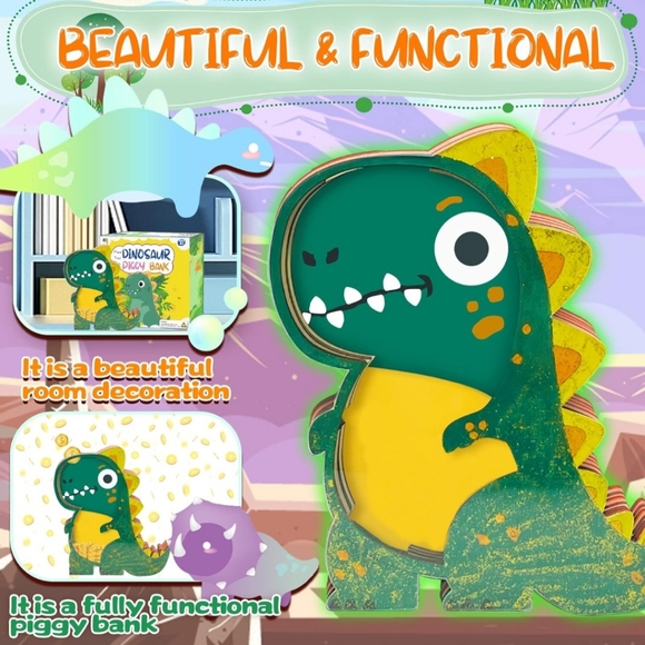 Make Your Own Dinosaur Piggy Bank - Dinosaur Toys for Kids, Dinosaur Craft Kit - Picture 3 of 7